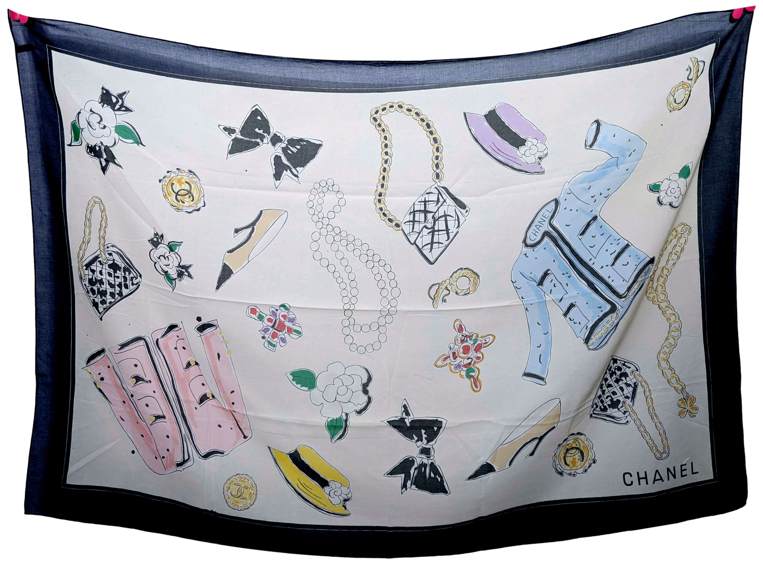CHANEL ACCESSORIES Vintage Cotton Pareo 105 x 150 cm