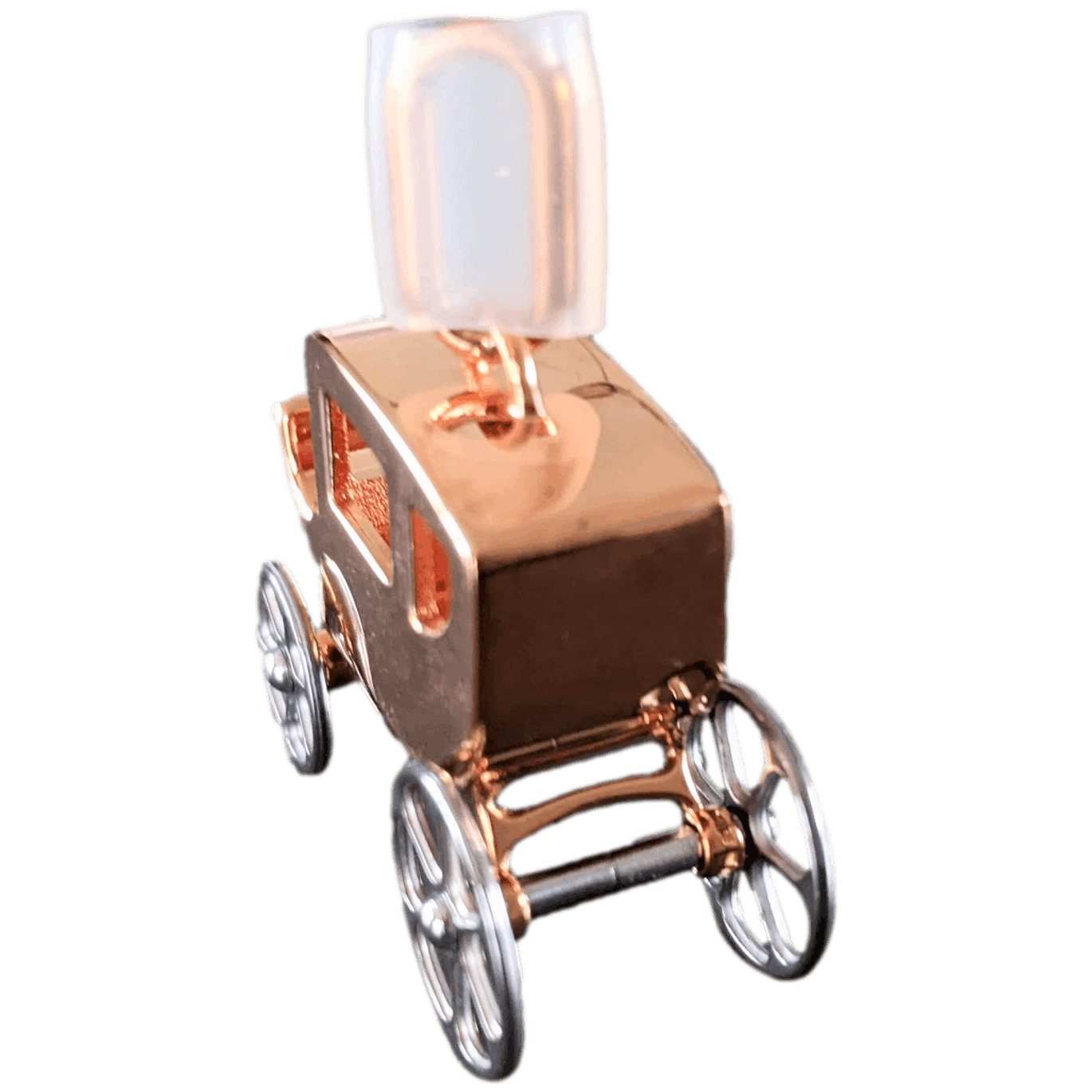 HERMES 2019 Pink Plated Gold Curiosite Caleche Carriage Charm Amulette Pendant Breloque