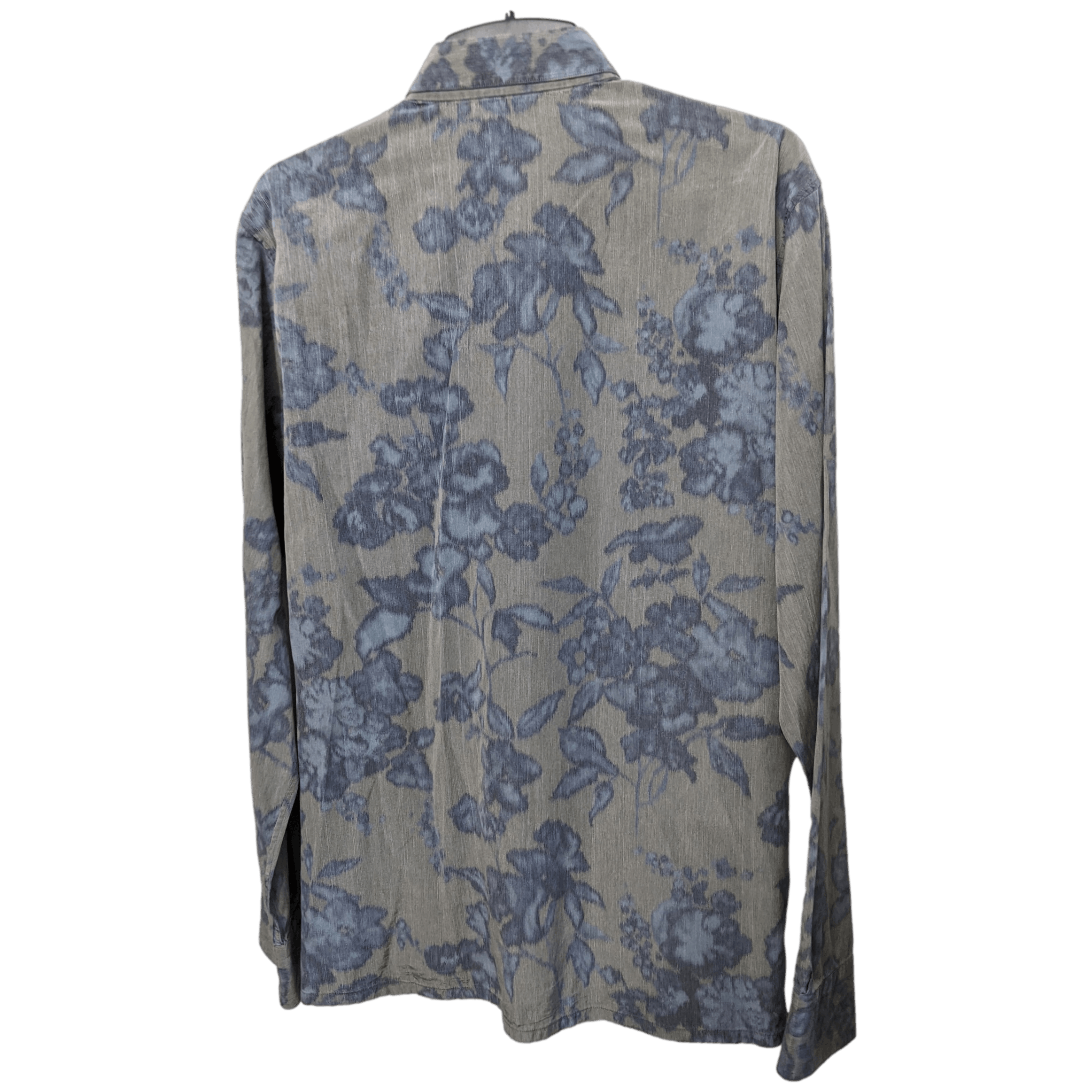 HERMES Flowers SilkCotton Men's Long Sleeves Shirt, Sz42