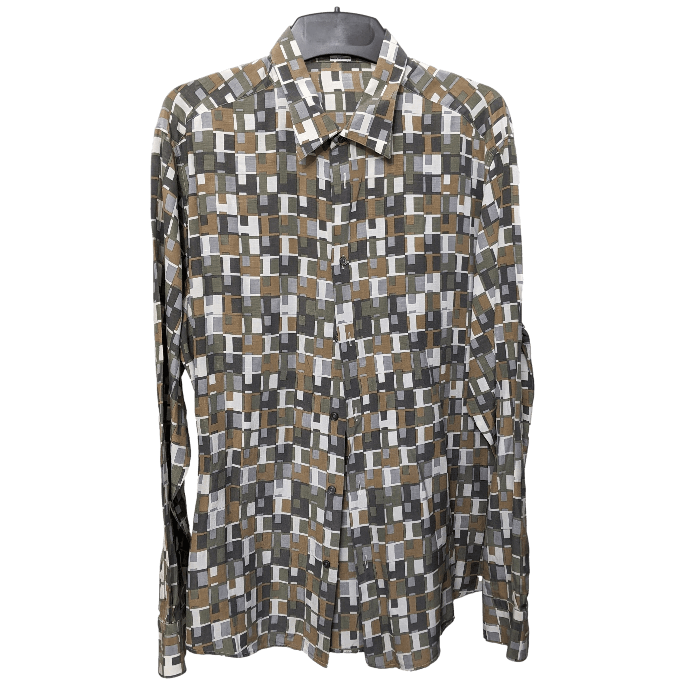HERMES Modern SilkLinen Men's Long Sleeves Shirt, Sz44