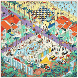 HERMES ON THE BEACH Jaune SoufreVioletOrange Twill Silk Carre 90 x 90 cm