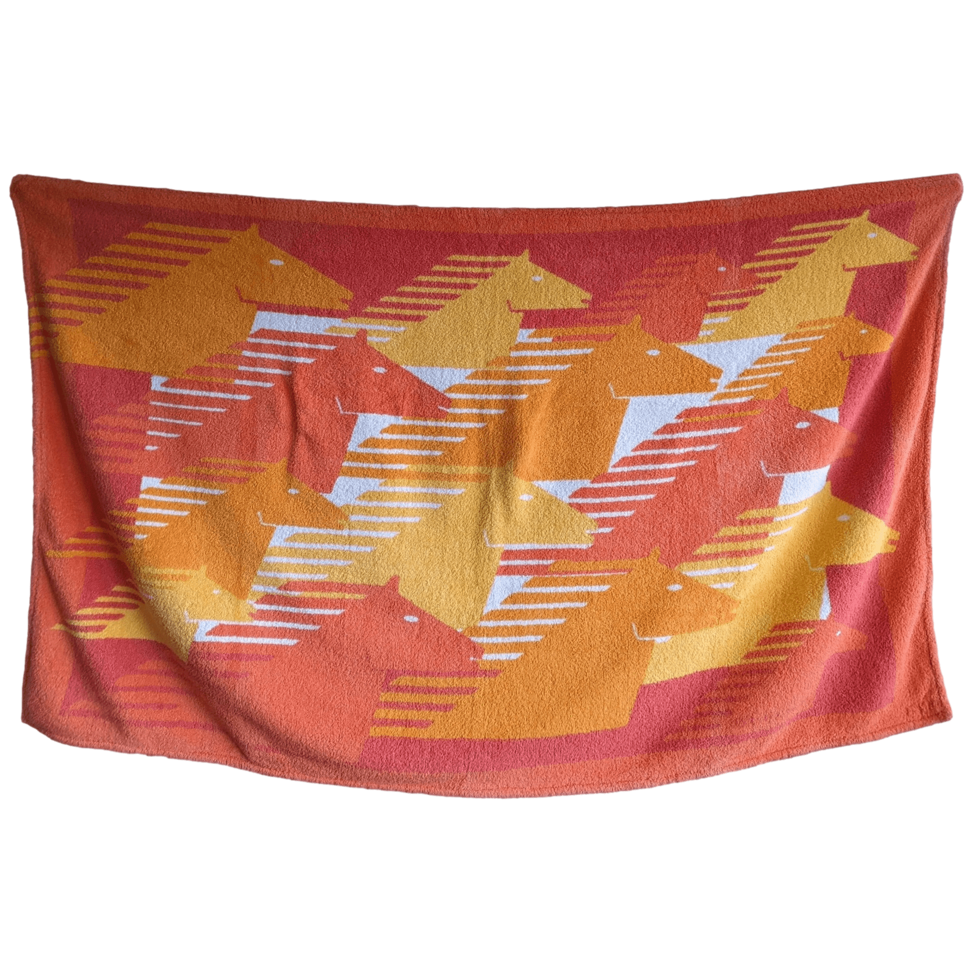 HERMES Orange Horses Terry Towel 90 x 150 cm