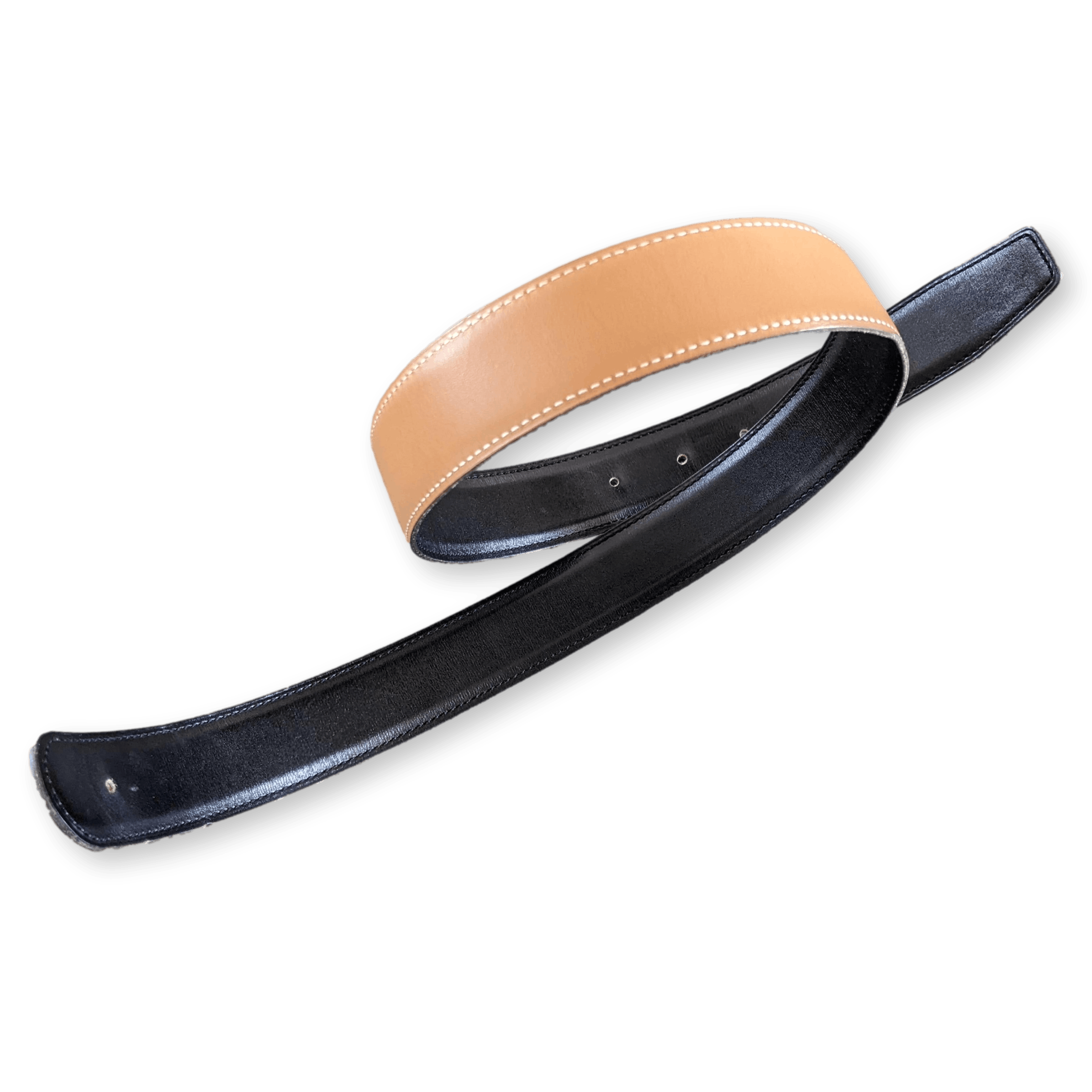 HERMES [JUTTA39] 1996 GoldNoir Box Reversible Leather Strap Belt 32 MM Sz72