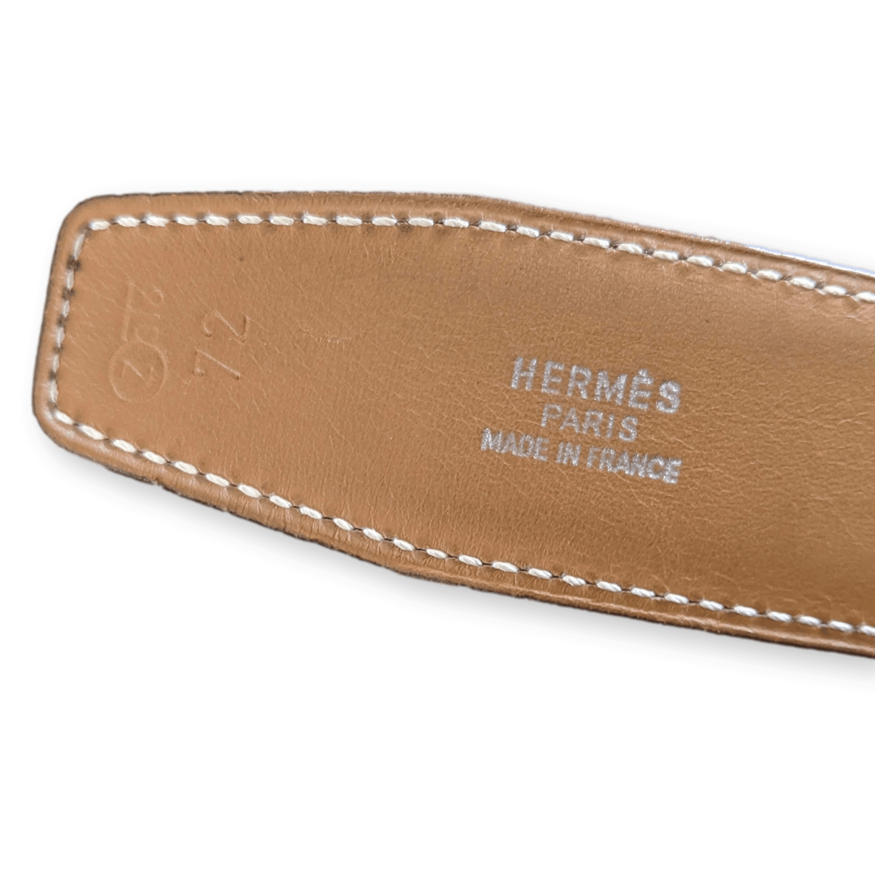 HERMES [JUTTA39] 1996 GoldNoir Box Reversible Leather Strap Belt 32 MM Sz72