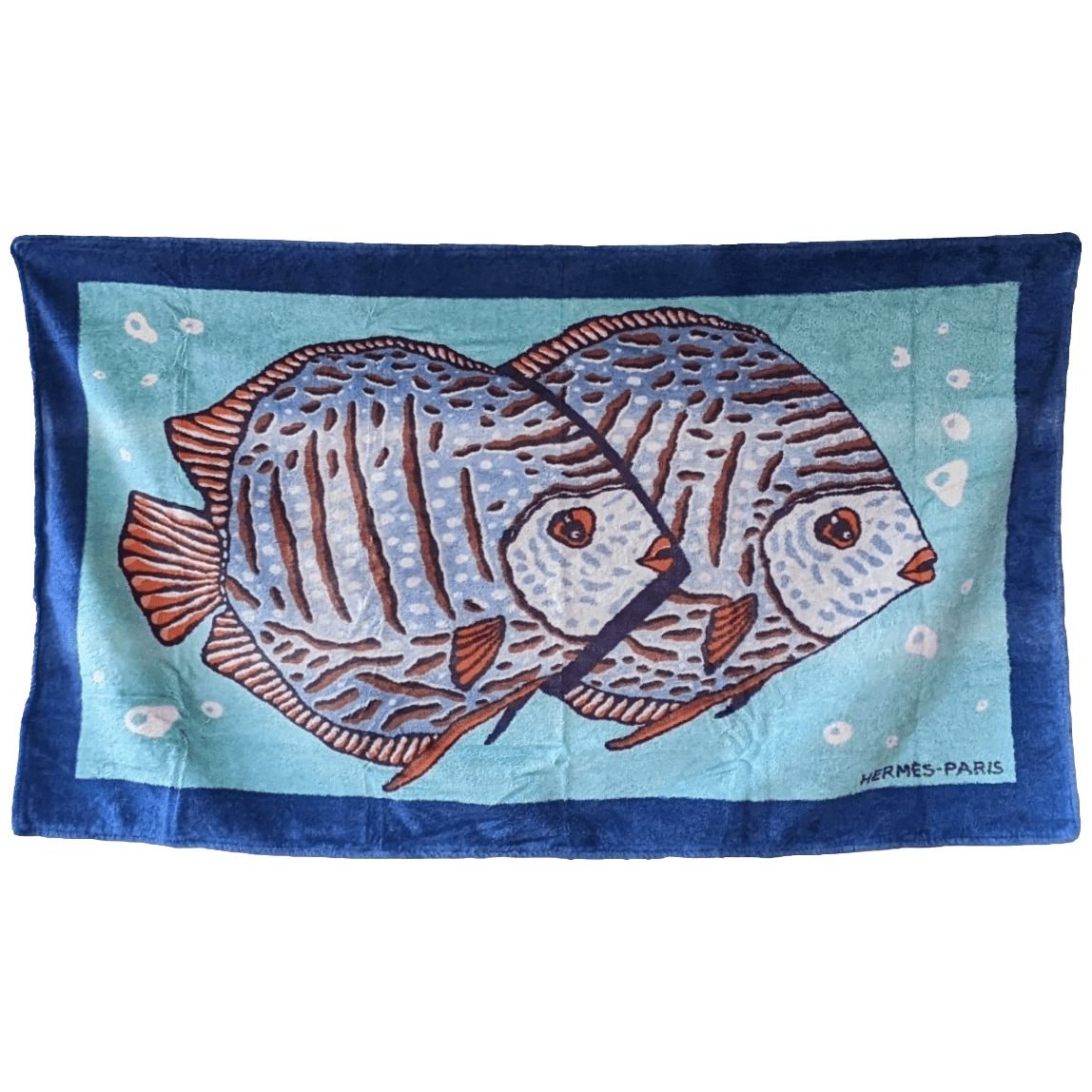 HERMES Poissons Tapis de Plage Terry Beach Towel GM 90 x 150 cm