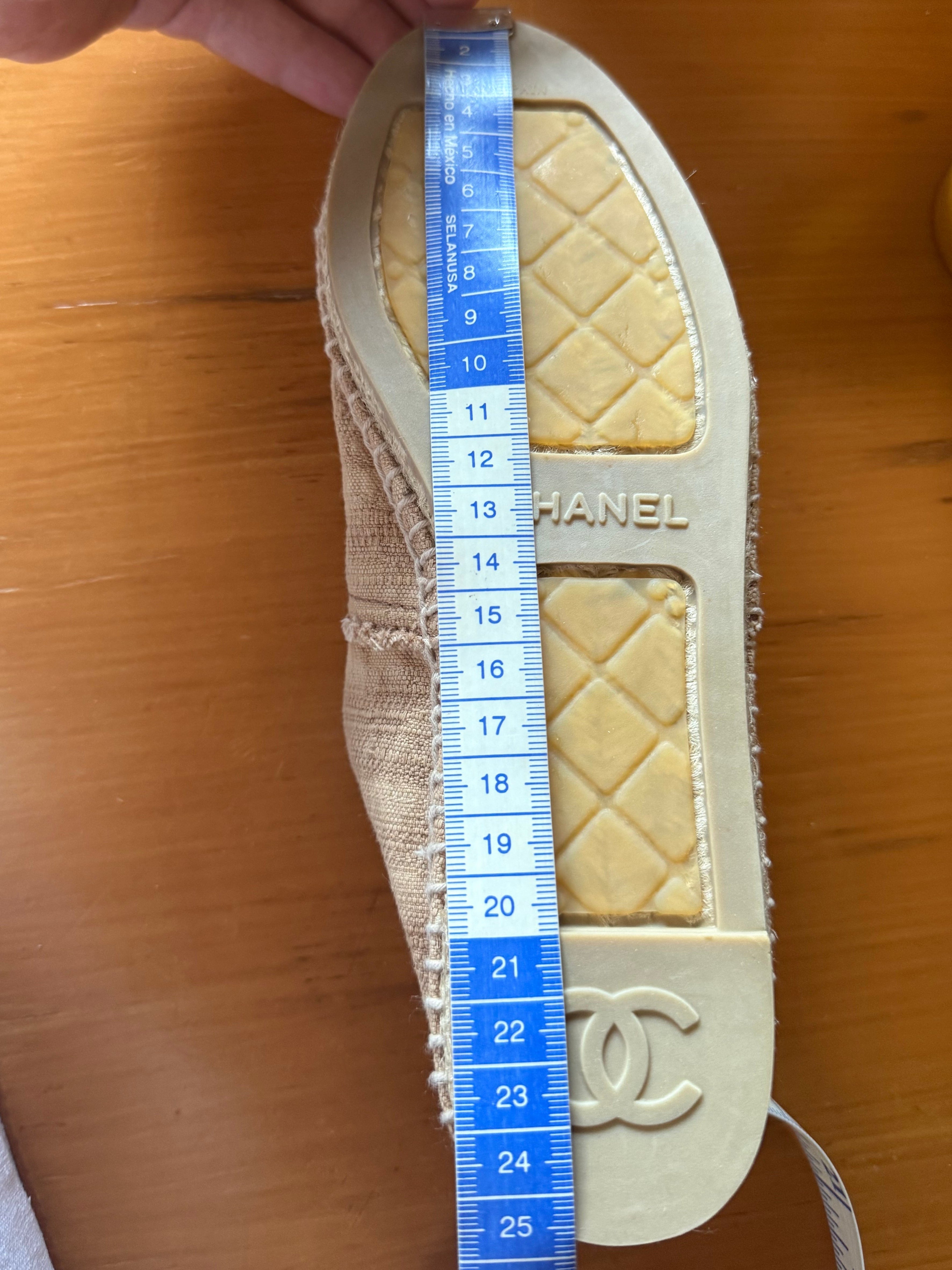 Chanel Natural Jute Canvas CC Logo Espadrilles en Toile Sz35-36, New!