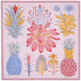 HERMES Pink Index Bromeliaceae Twill Silk Scarf Carre 90 x 90 cm
