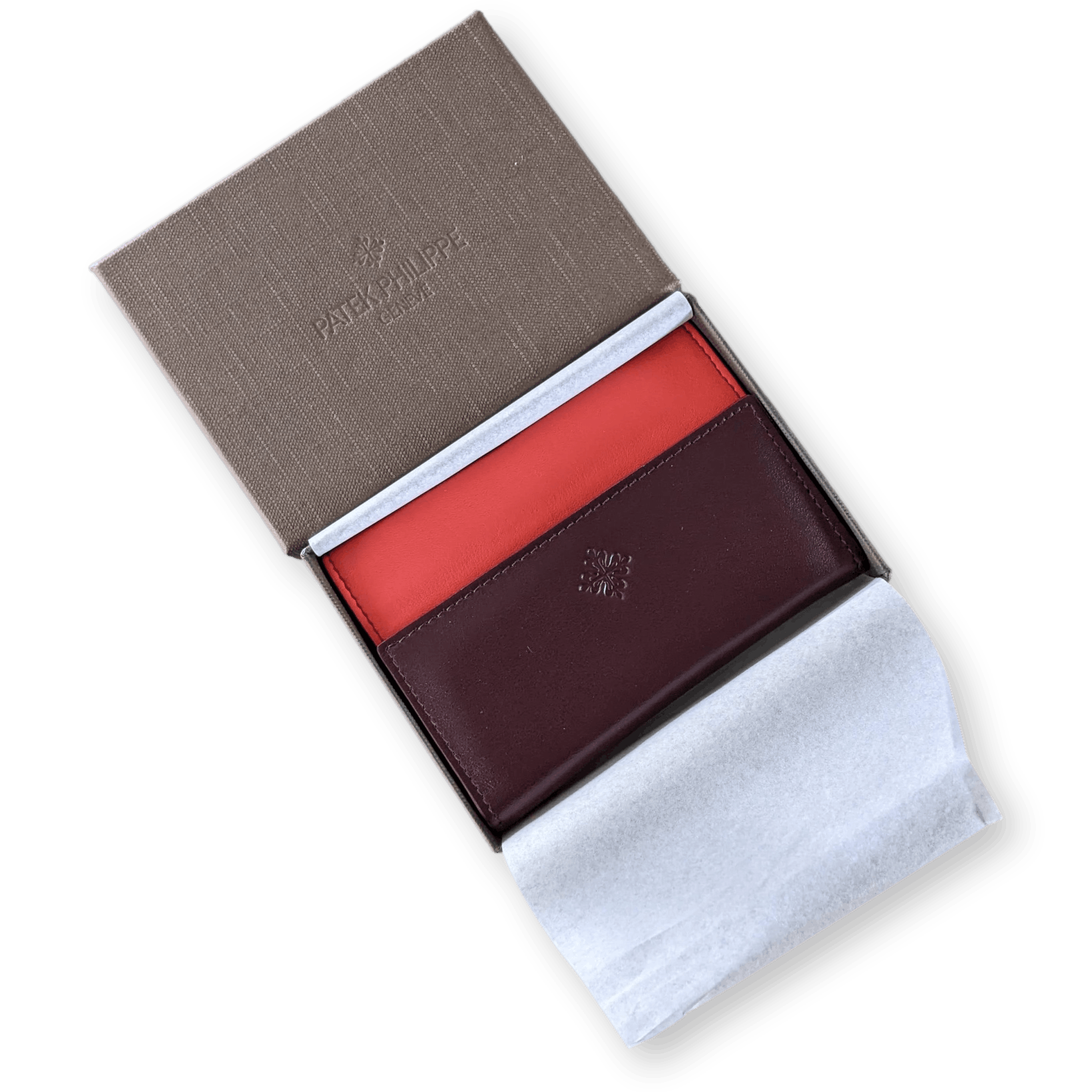 PATEK PHILIPPE Geneve PlumCoquelicot Leather Purse - Key Ring with Mirror
