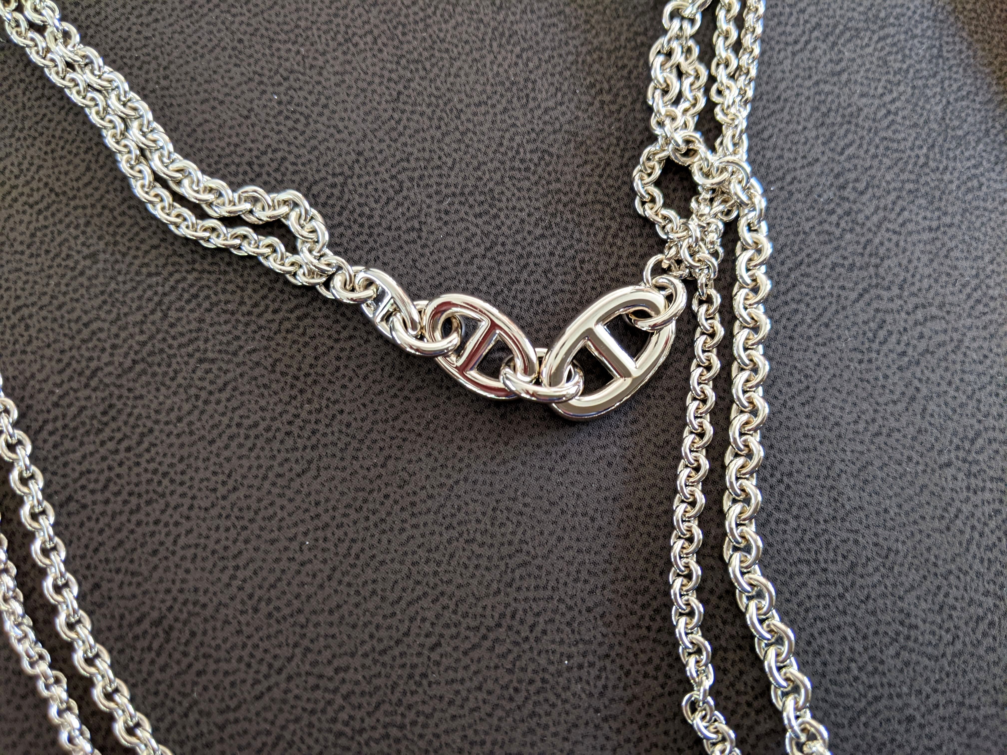 Hermes [B13] Argent/Argent Sautoir "New Farandole" Stering Silver Long Necklace