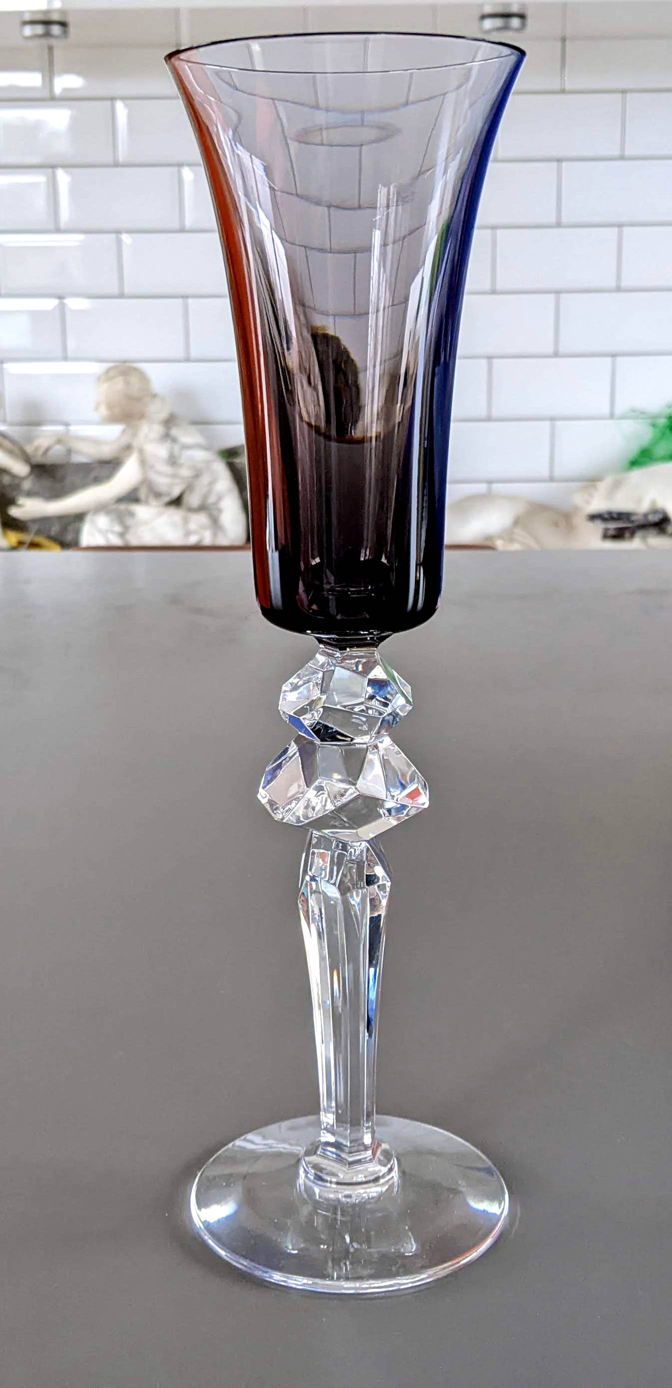Saint Louis Extraordinary Set or 4 Champagne Flute "Excess" Cristal Glasses RARE, Box!