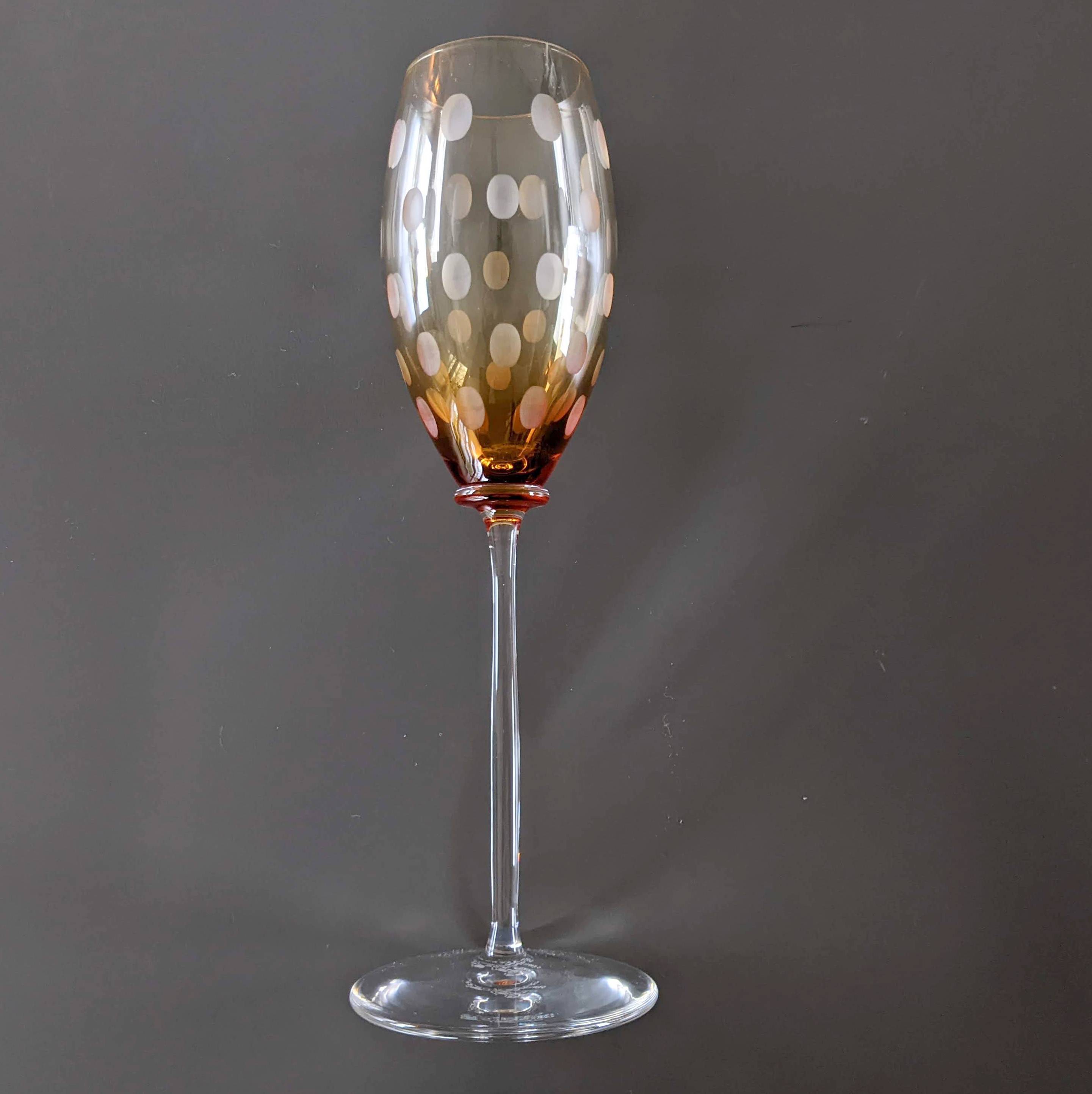 HERMES 2007 Orange Saint Louis Crystal "Fanfare" Champagne Flute 22 cm