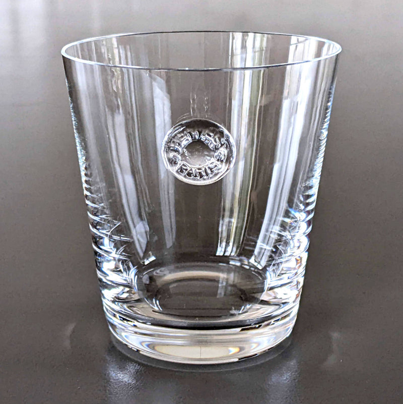 HERMES Clear Crystal "Clou de Selle " Tumbler Gobelet Verre, Pristine Condition!