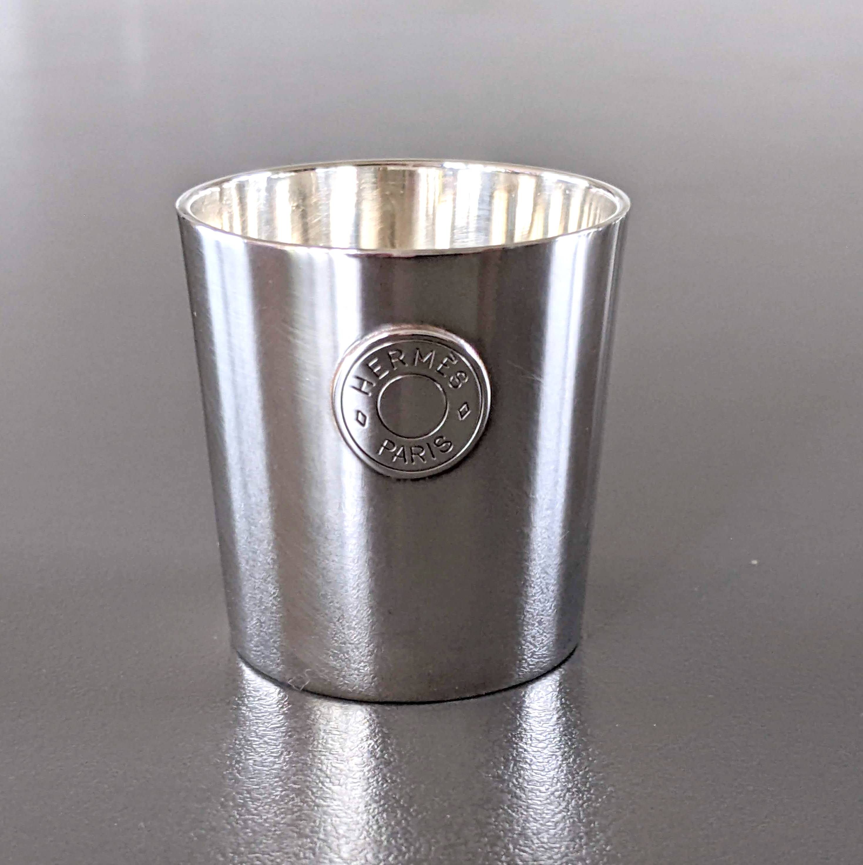 HERMES Plated Silver "Clou de Selle" Shot Timbale Serie Tumbler, Pristine Condition!