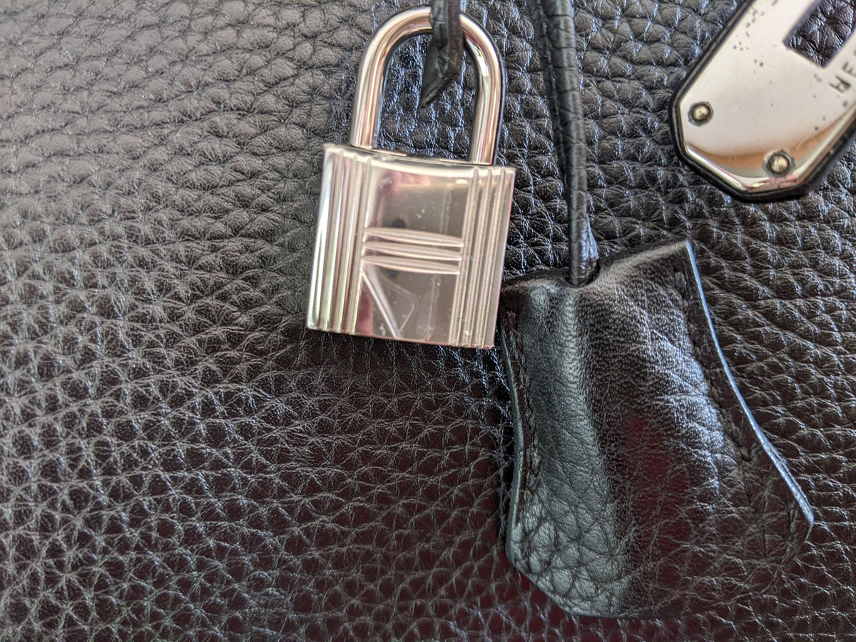 HERMES BIRKIN 35 Black Taurillon Clemence Bag PHW