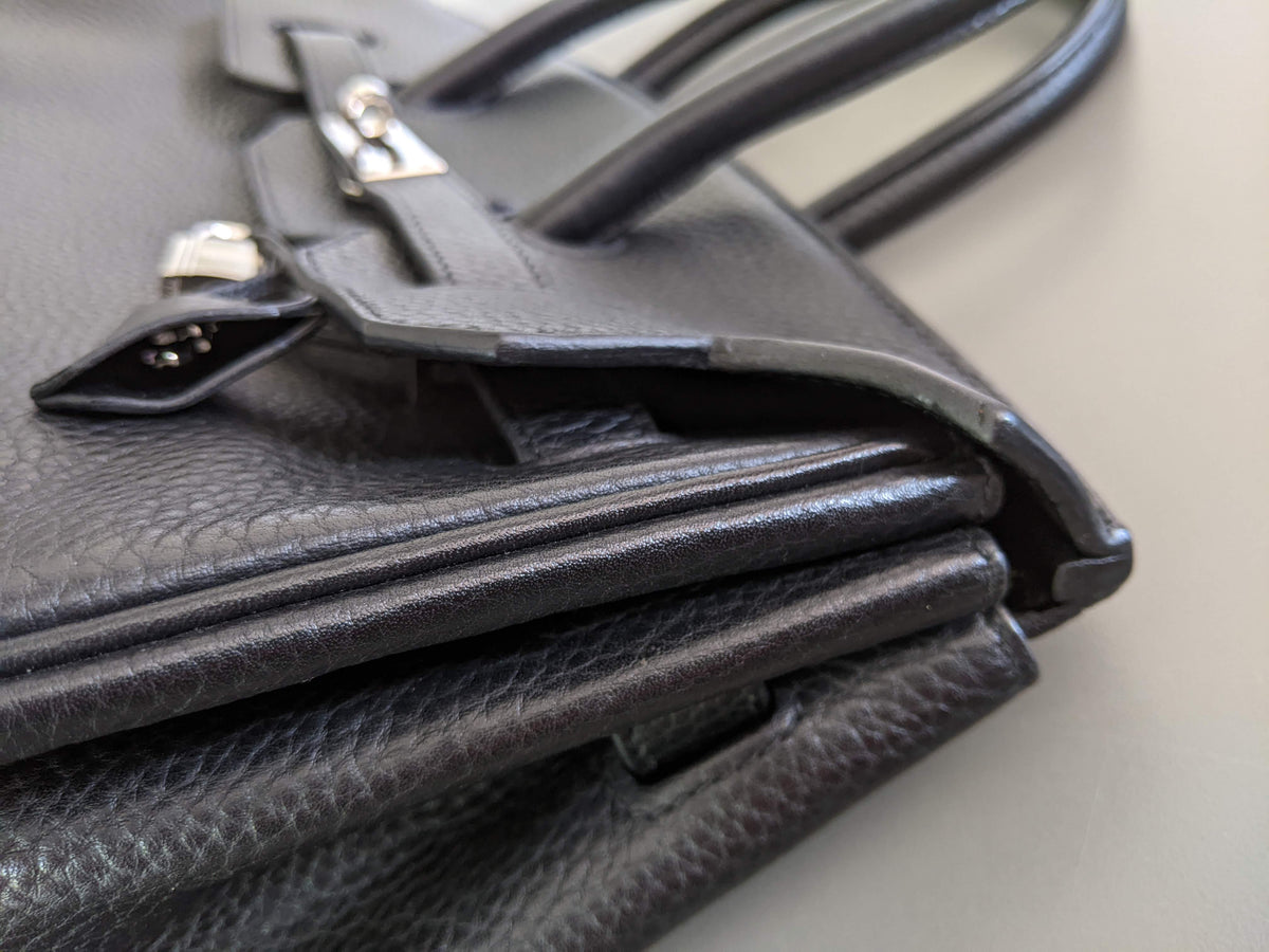 HERMES BIRKIN 35 Black Taurillon Clemence Bag PHW