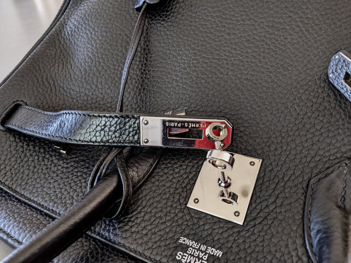 HERMES BIRKIN 35 Black Taurillon Clemence Bag PHW