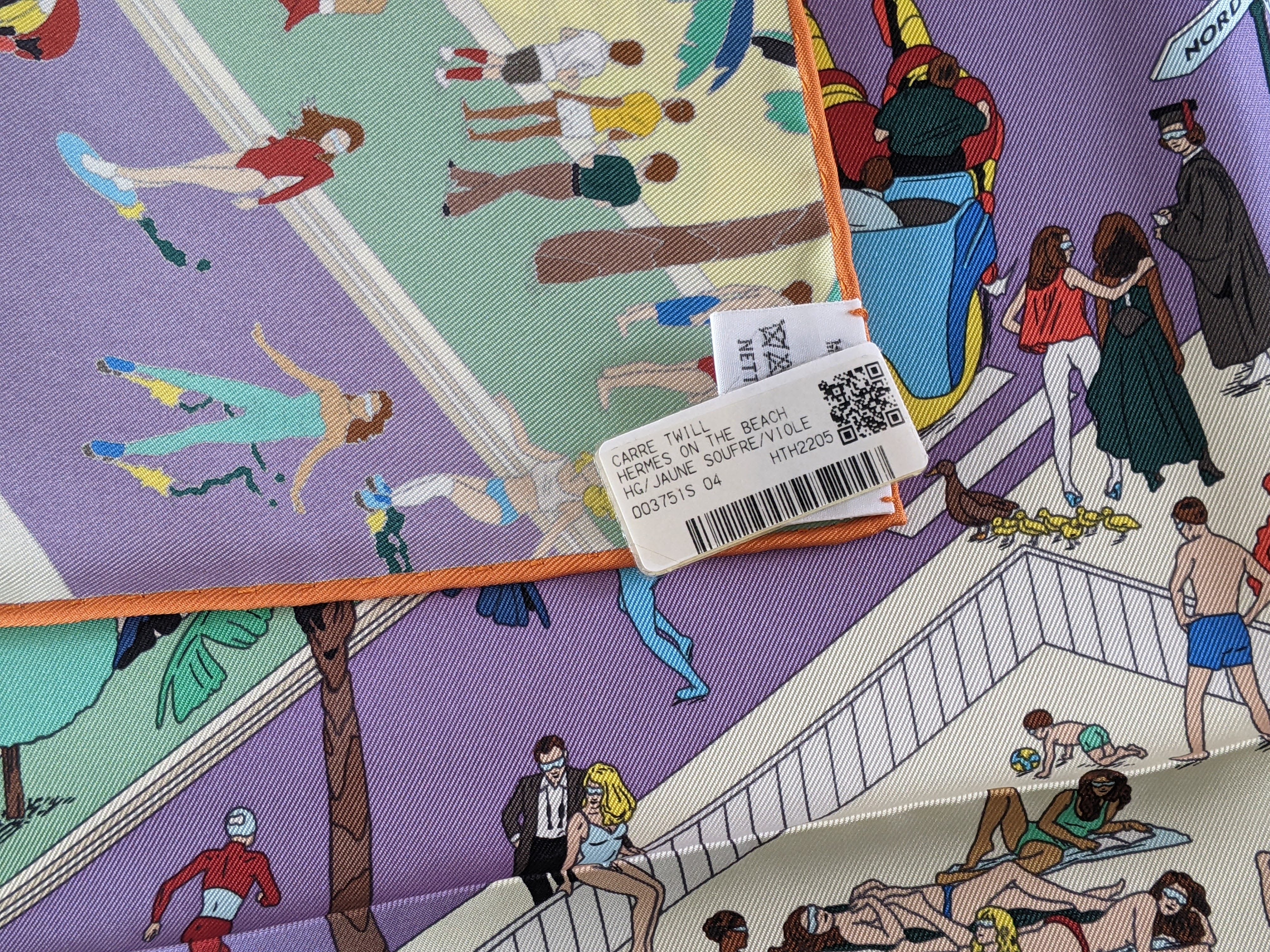 Hermes On the Beach by Ugo Bienvenu Twill Silk Carre 90cm BNWTIB