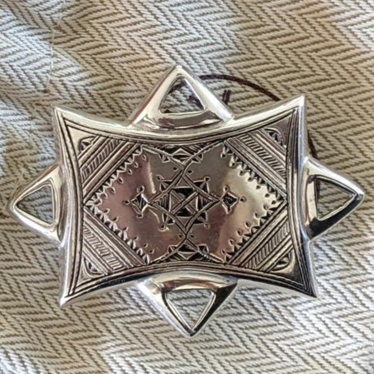 HERMES [JUTTA32] TOUAREG Sterling Silver AG925 Belt Buckle 24 mm, RARE!