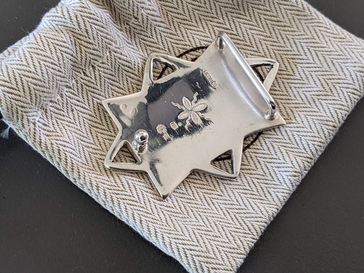 HERMES [JUTTA32] TOUAREG Sterling Silver AG925 Belt Buckle 24 mm, RARE!