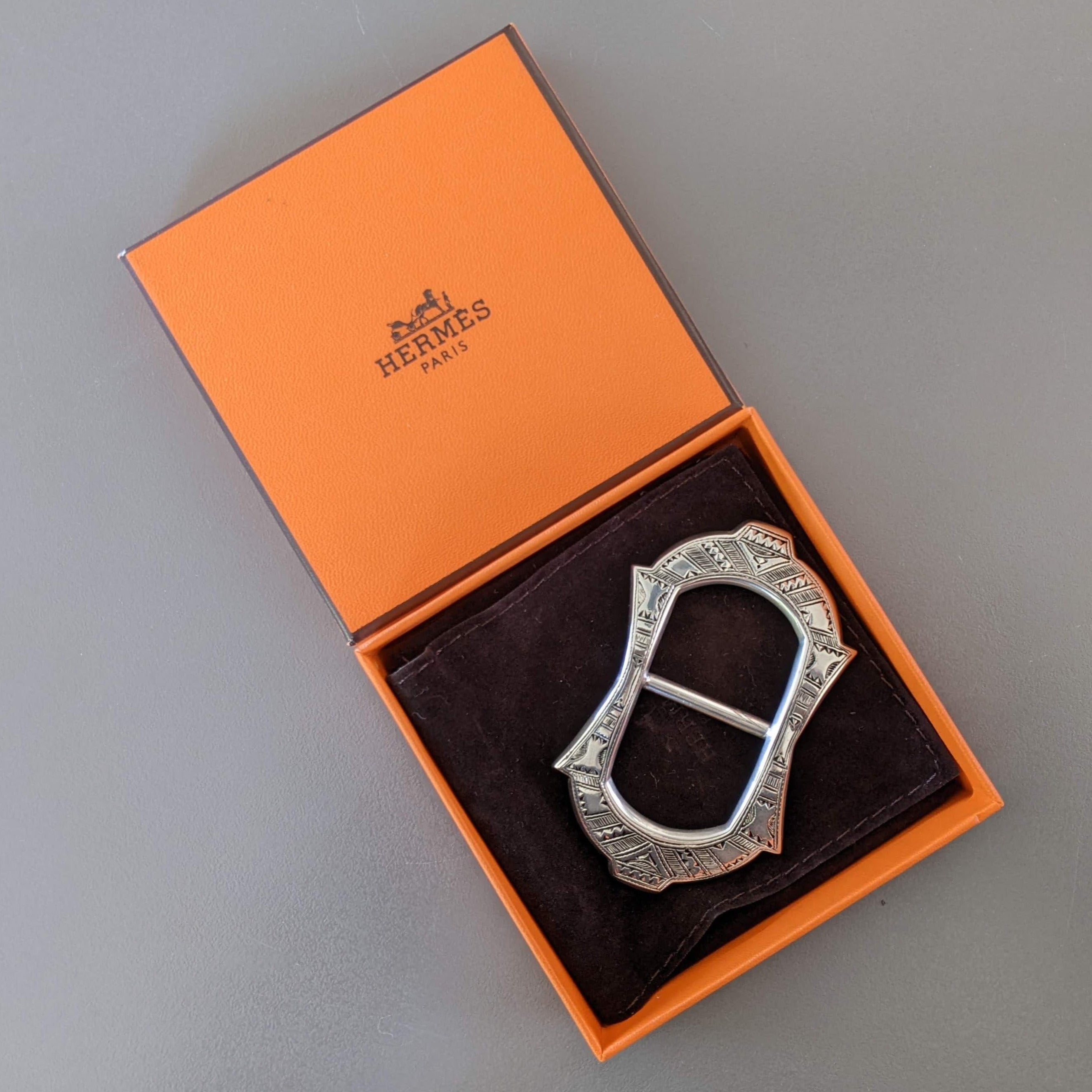 HERMES [JUTTA34] TOUAREG Huge Sterling Silver Scarf Shawl Ring, Rare!