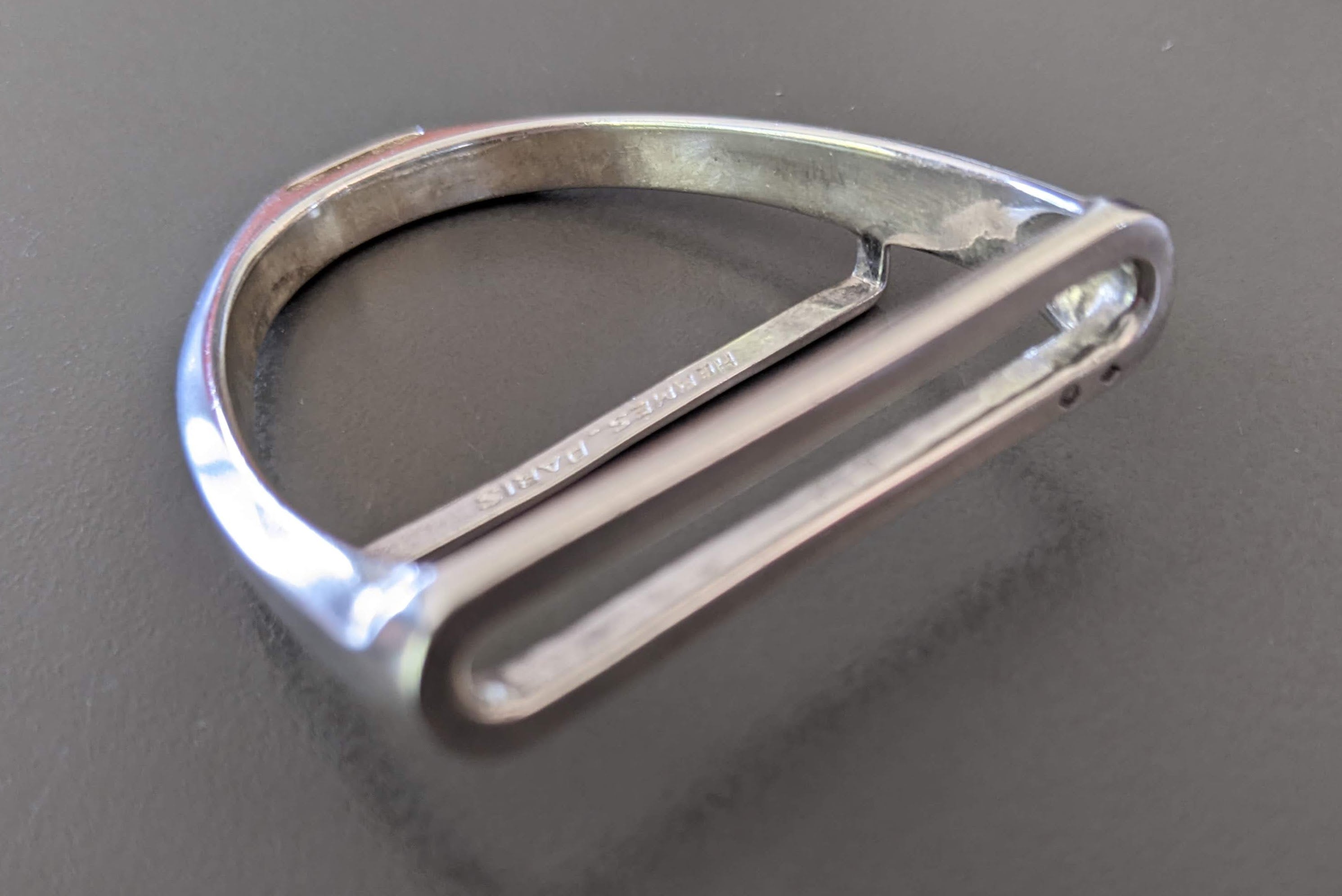 HERMES [JUTTA33] STIRRUP Vintage Sterling Silver Belt Buckle