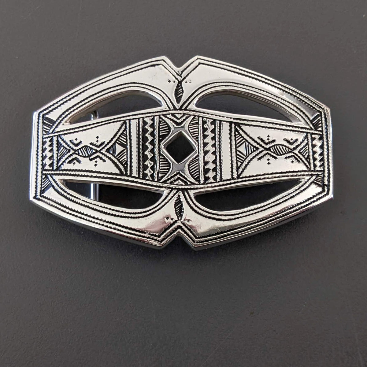 HERMES [JUTTA30] TOUAREG Sterling Silver AG925 Belt Buckle 24 mm, RARE!