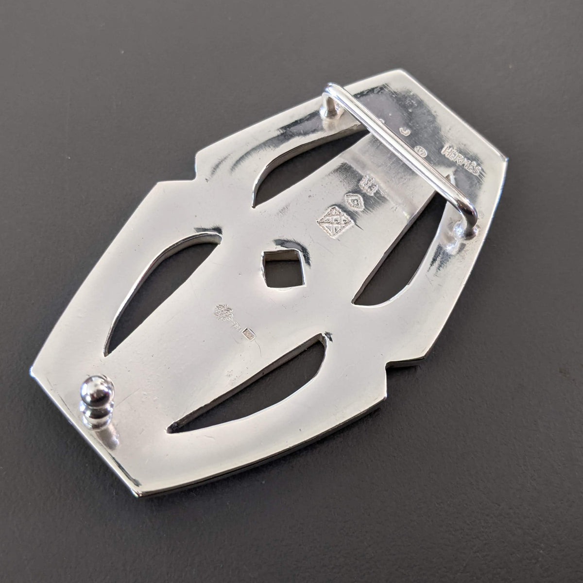 HERMES [JUTTA30] TOUAREG Sterling Silver AG925 Belt Buckle 24 mm, RARE!