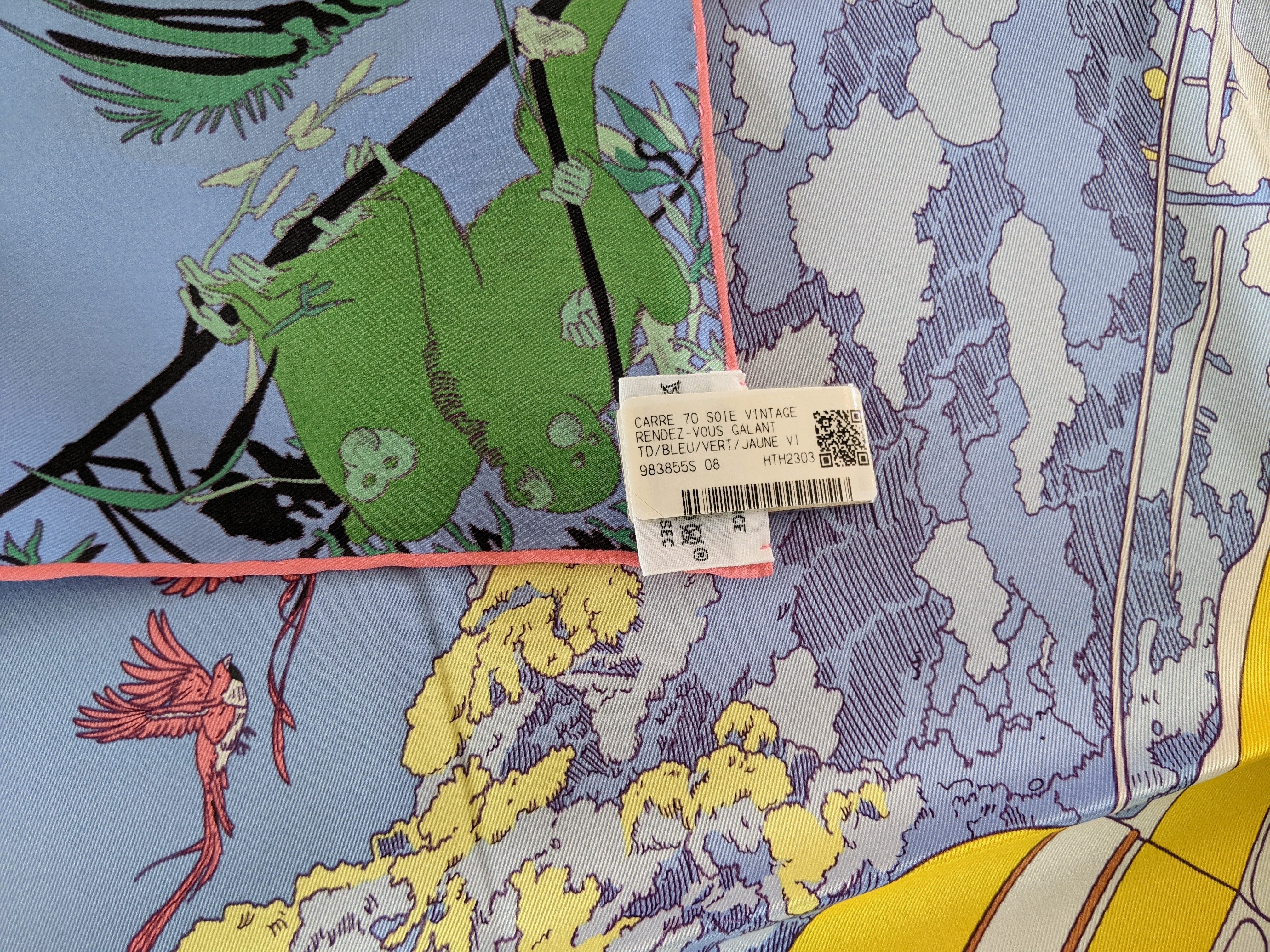 HERMES (JUT100) RENDEZ-VOUS GALANT Silk Scarf 70 x 70 cm