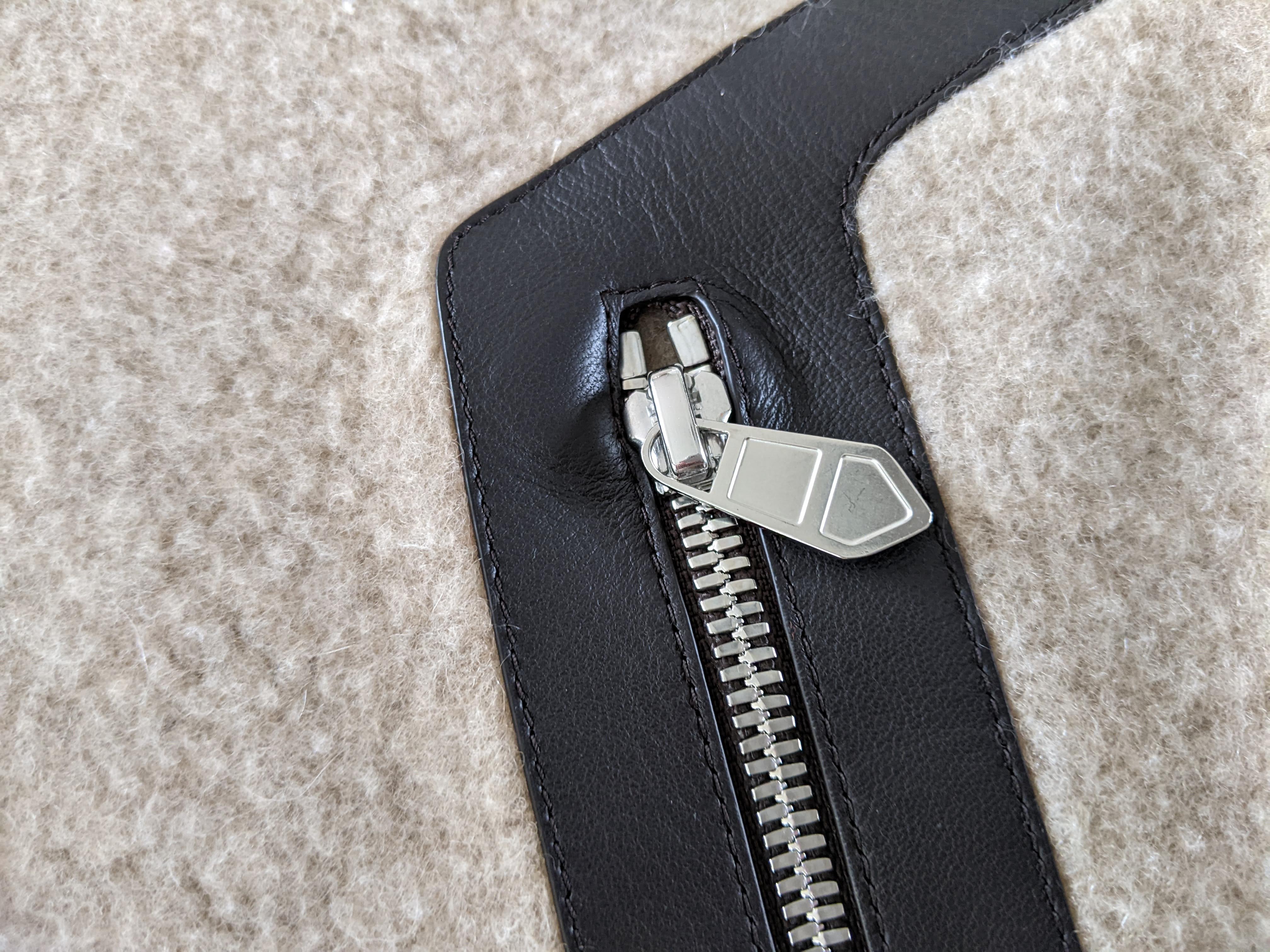 HERMES SWEAT CAPUCHE ZIPPE DETAILS CUIR Fleece Zipped Hoody SzL