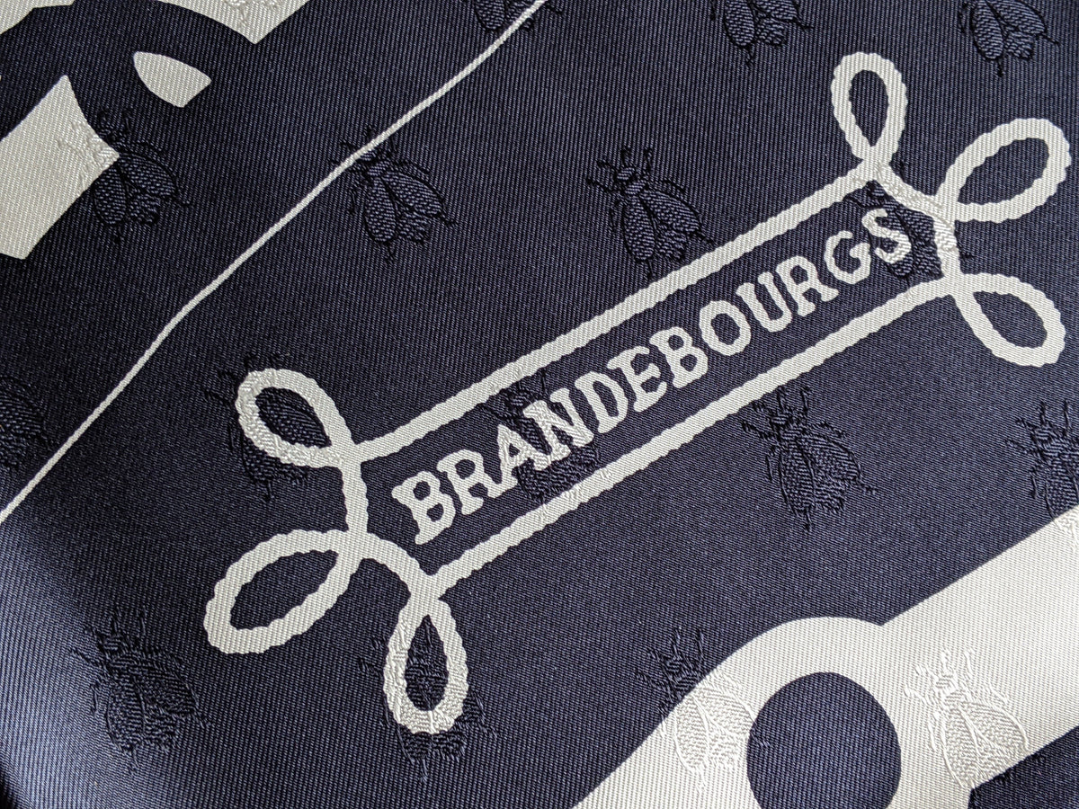 HERMES [C14] Limited Navy White BRANDEBOURG TATTOO by Caty Latham Jacquard Twill SIlk 90cm BNWTIB!