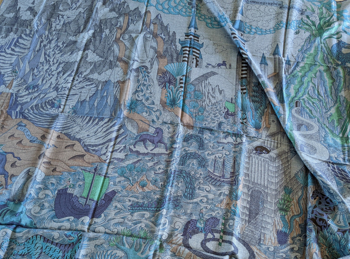 HERMES COSMOGRAPHIA UNIVERSALIS by Jan Bajtlik Cashmere Shawl 140 x 140 cm