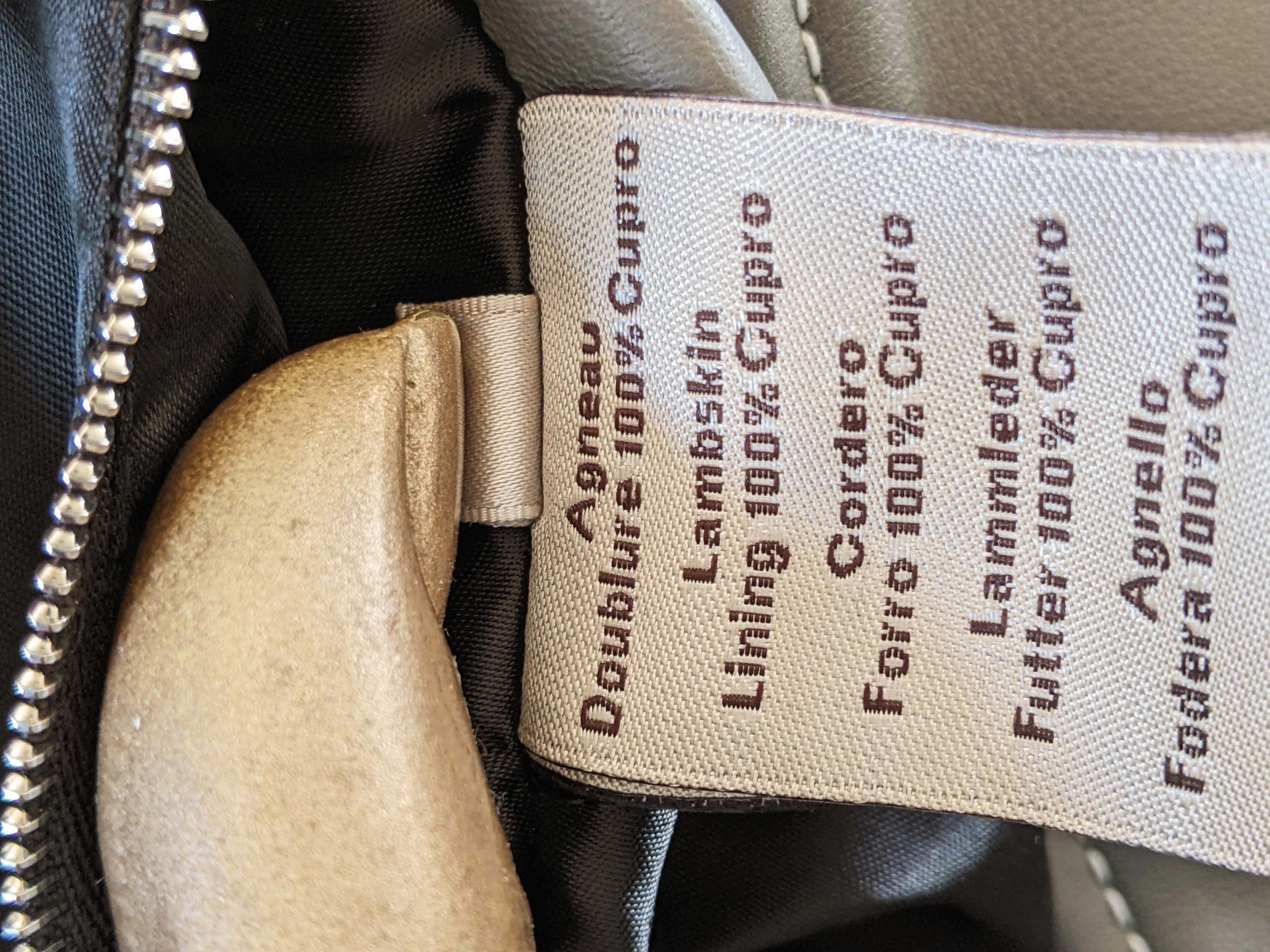 HERMES LEATHER DOWN DOUDOUNE Green-Grey Duck Lambskin Jacket SZ50 