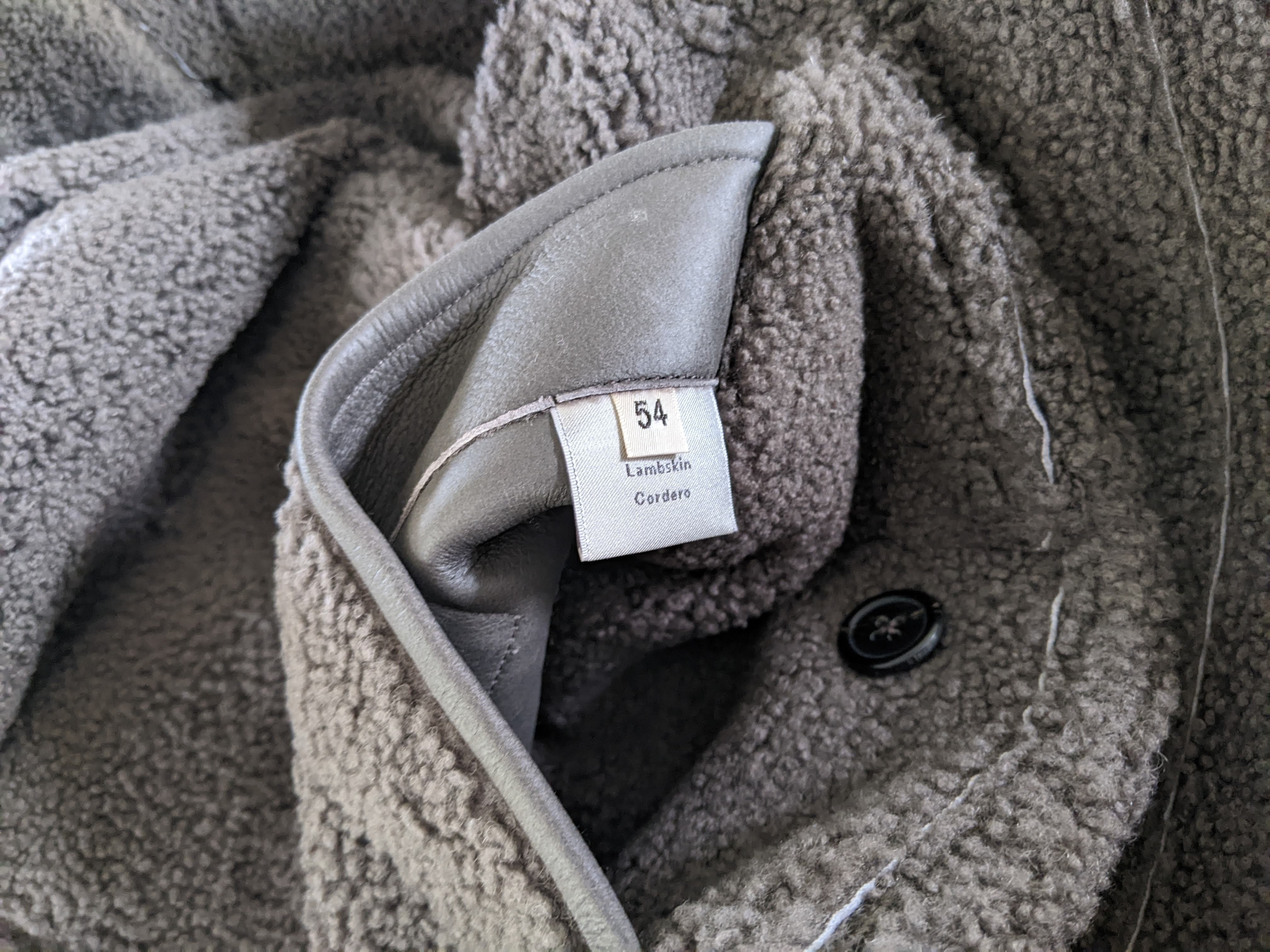 HERMES Men's Elephant Grey Long Fur-lined Lamb Coat Sz54,