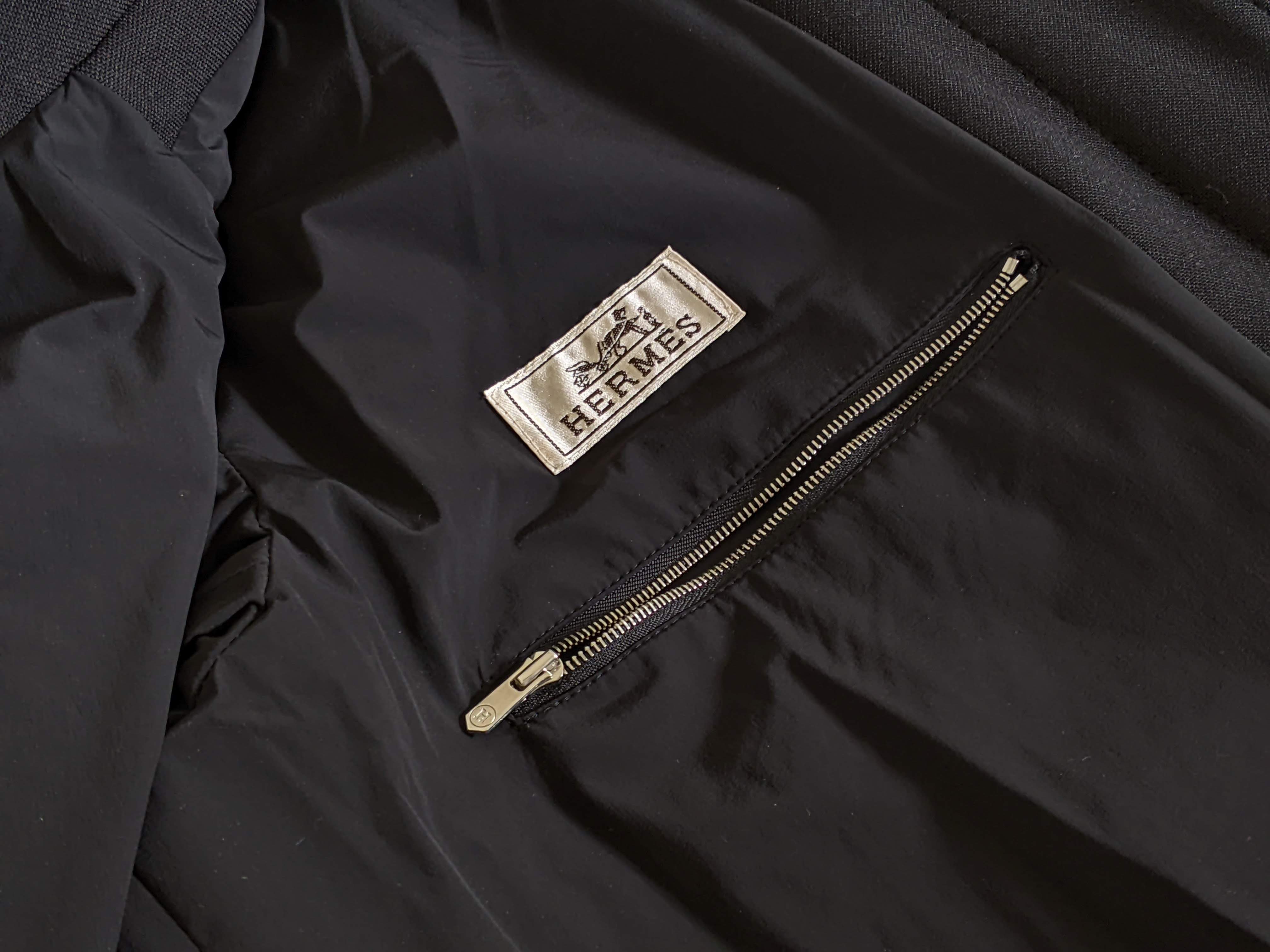 HERMES Men's Black Long Coat Sz52