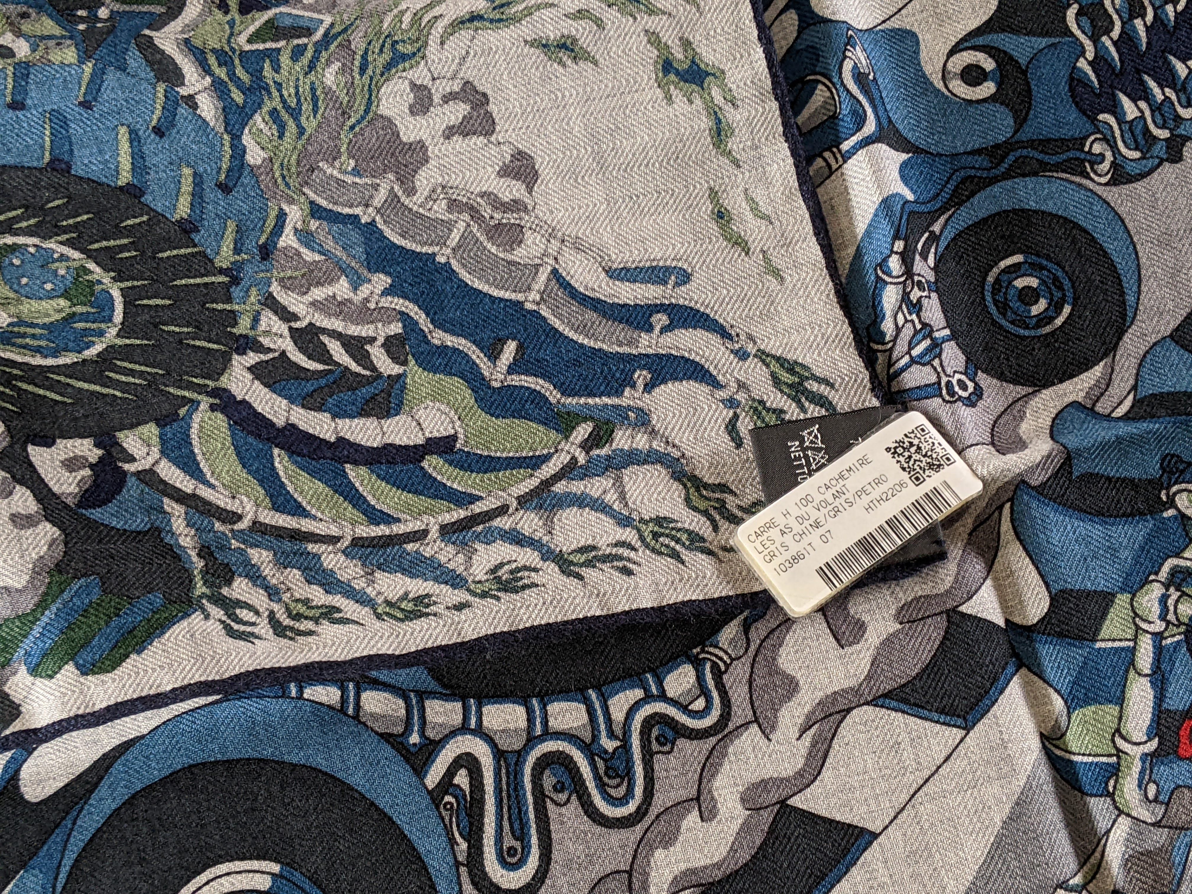 HERMES LES AS DU VOLANT by Jan Bajtlik Cashmere Scarf 100