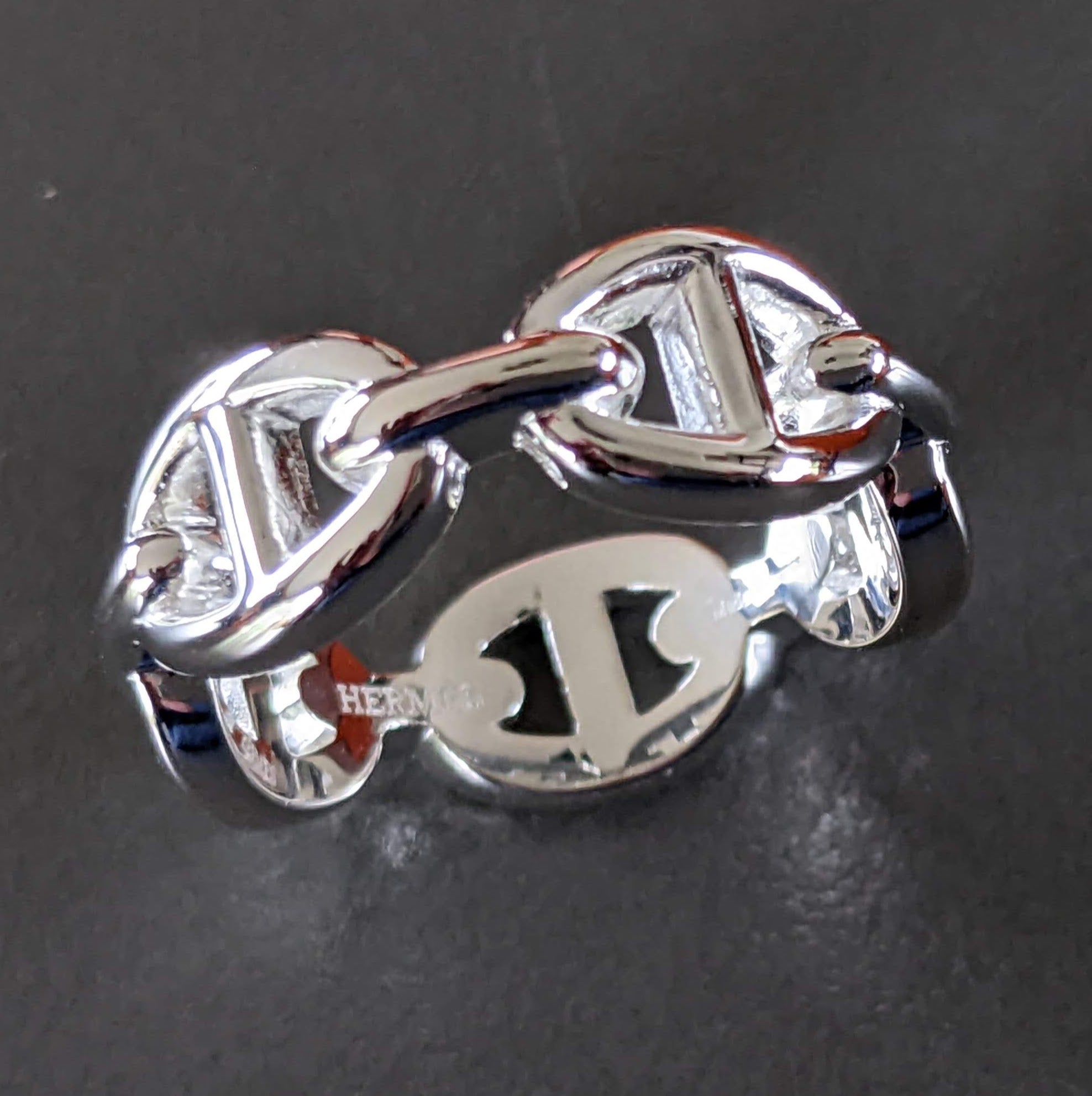 HERMES [JXX] CHAINE D'ANCRE ENCHAINEE PM AG925 Ring Sz53, New