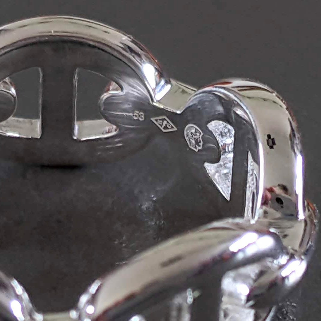 HERMES [JXX] CHAINE D'ANCRE ENCHAINEE PM AG925 Ring Sz53