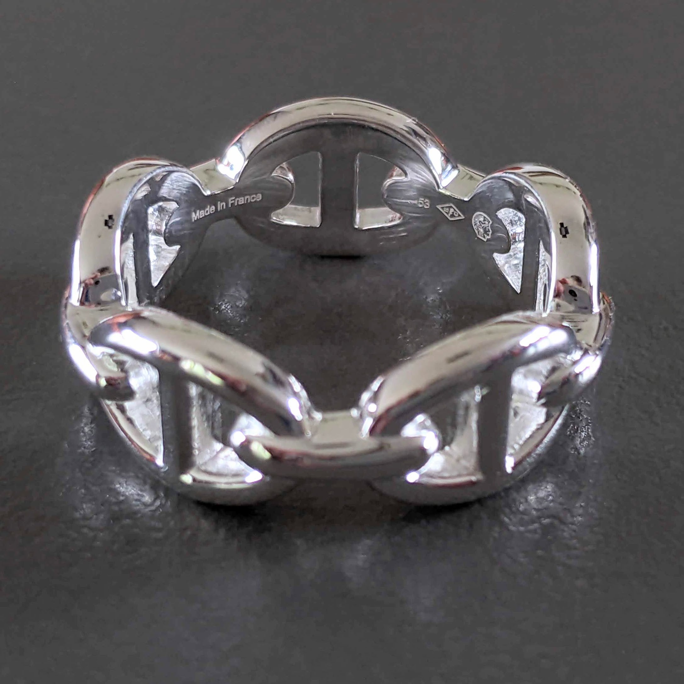 HERMES [JXX] CHAINE D'ANCRE ENCHAINEE PM AG925 Ring Sz53