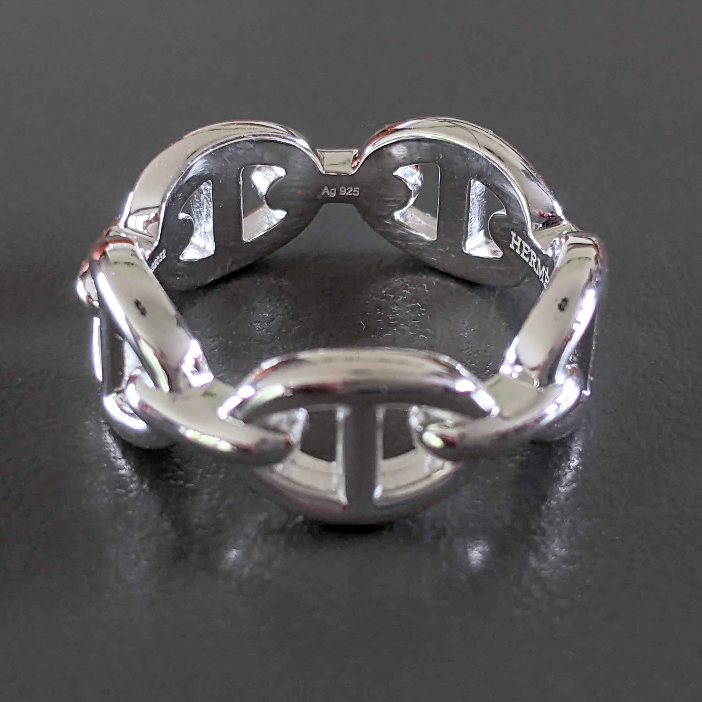 HERMES [JXX] CHAINE D'ANCRE ENCHAINEE PM AG925 Ring Sz53, New