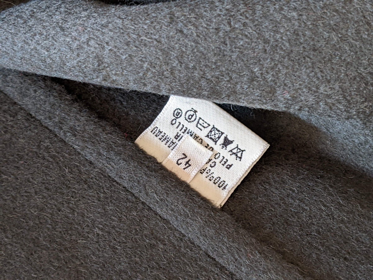 HERMES CABAN Vert-Anthracite Camel Hair Pea Coat Jacket F42