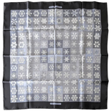 HERMES FEUX DE L'HIVER 1999 Anthracite with Blanc Matte Overlay Twill Silk Carre 90 x 90 cm