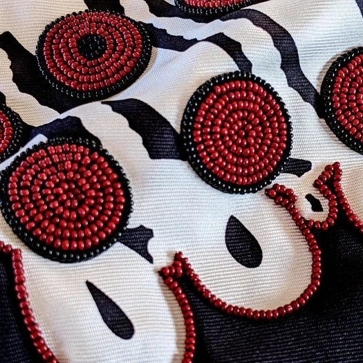 HERMES Precieux Brazil - Brandebourg Beaded Embroidered Twill Silk Stole Made in India, RARE! A20201238