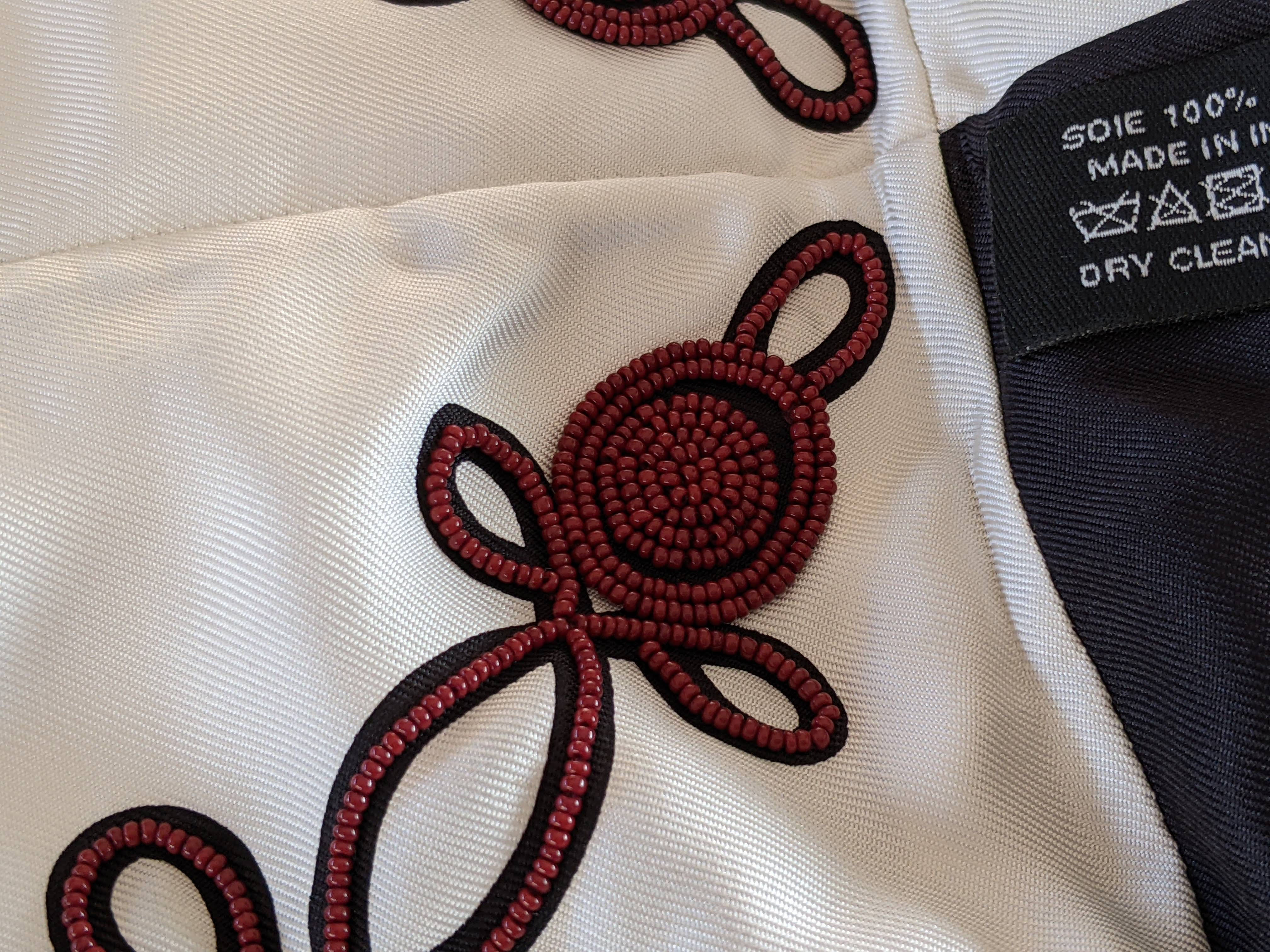 HERMES Precieux BRAZIL - BRANDEBOURG Beaded Embroidered Twill Silk Stole Made in India