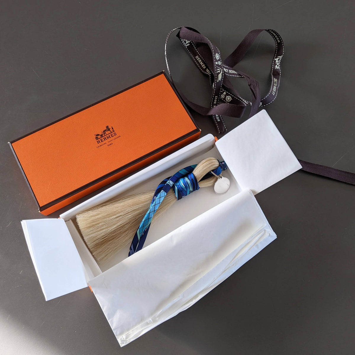HERMES Natural Crinoline "La Nature au Galop" Silk Bridle Tassel Bag Charm Rare, NIB!