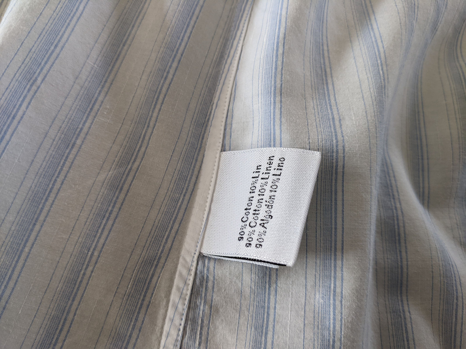 HERMES Men's Blue Lined Cotton Short Sleeves Shirt with