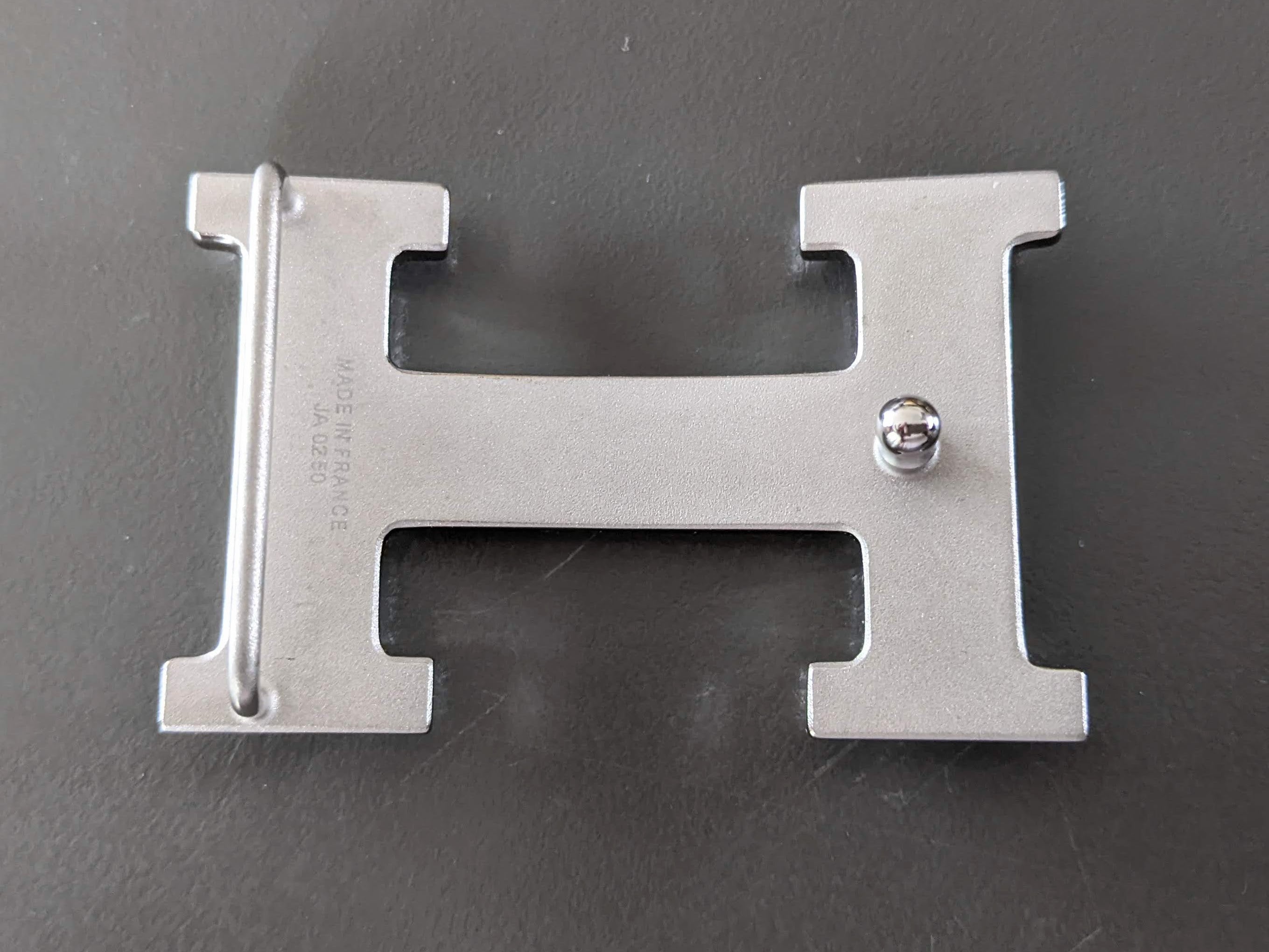 HERMES Plated Silver Guillochee Buckle H 32 mm New!