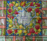 HERMES 2006 Turquoise Jardins d'Andalousie by Aline Honore Twill 90 x 90 cm