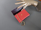 PATEK PHILIPPE Geneve Plum/Coquelicot Leather Purse - Key Ring with Mirror, BNIB!