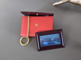 PATEK PHILIPPE Geneve Plum/Coquelicot Leather Purse - Key Ring with Mirror, BNIB!