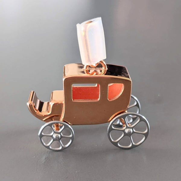 HERMES Pink Plated Gold Curiosite Caleche Carriage Charm Amulette Pendant Breloque